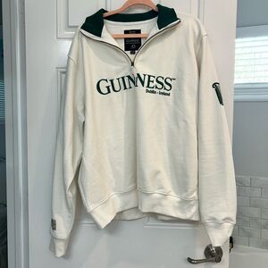Guinness Cream Quarter-Zip Sweatshirt with Green Logo